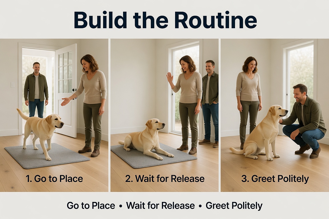 Dog practicing guest manners routine