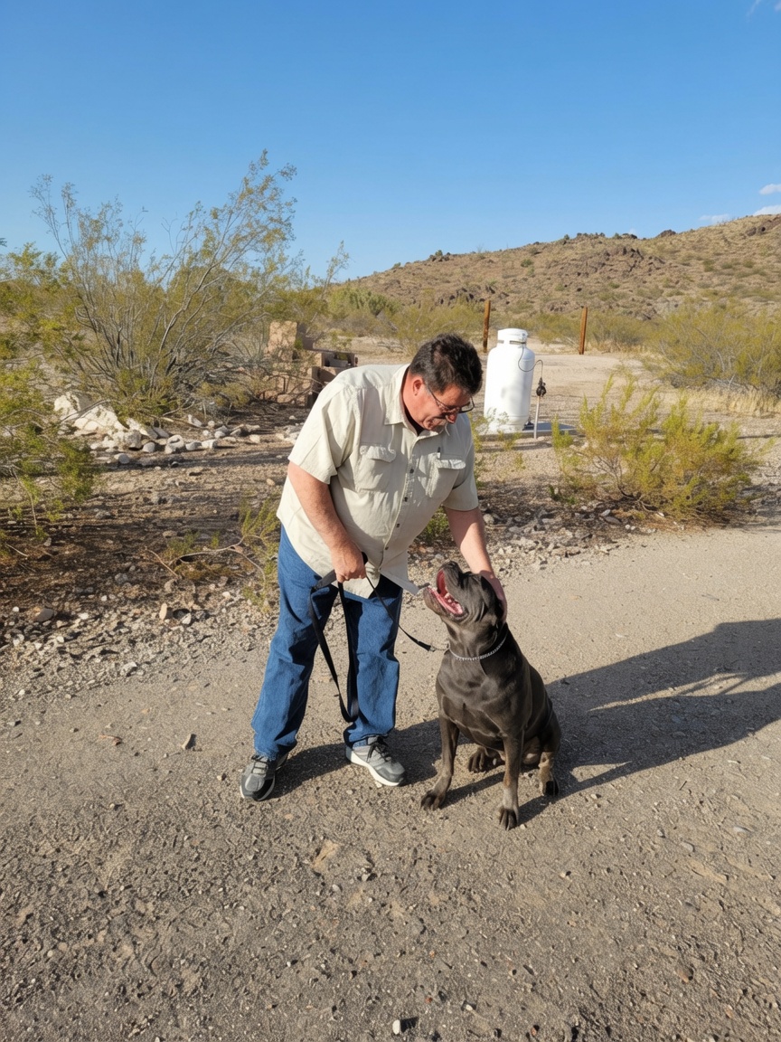 Trainer working with a dog during a private session