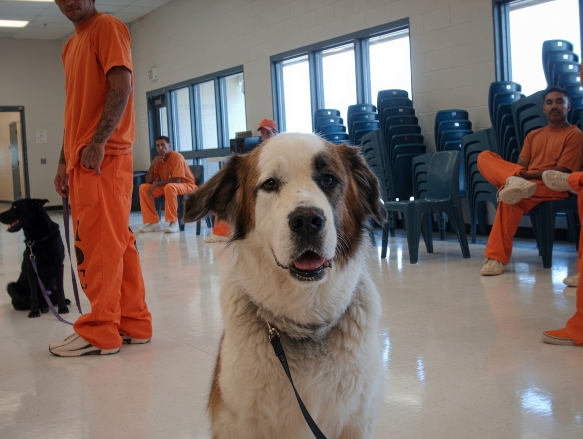 People working together around a dog in a supportive training environment